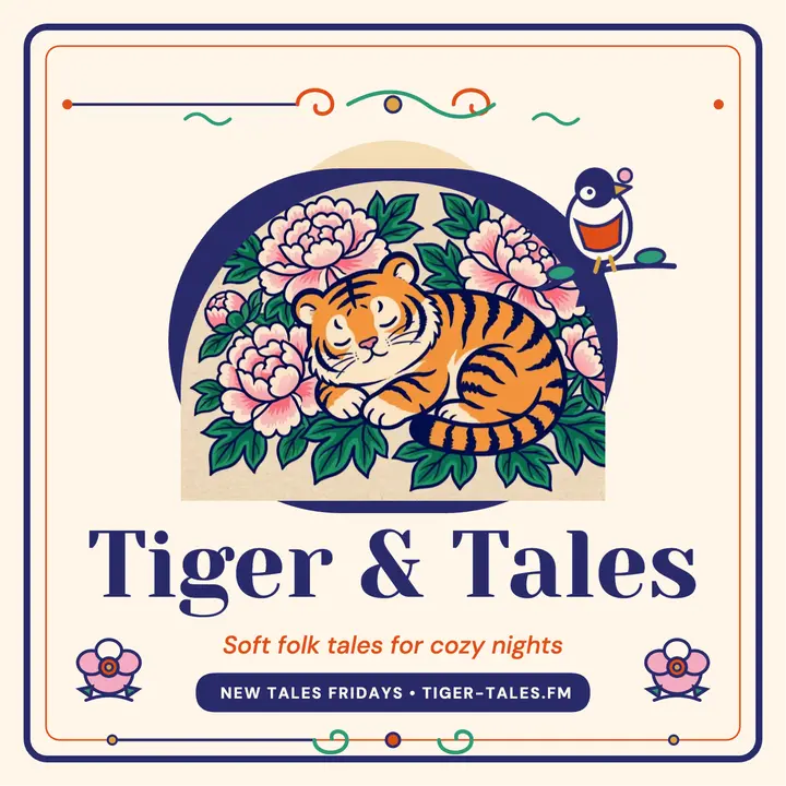 Tiger and Tales cozy folk podcast cover template