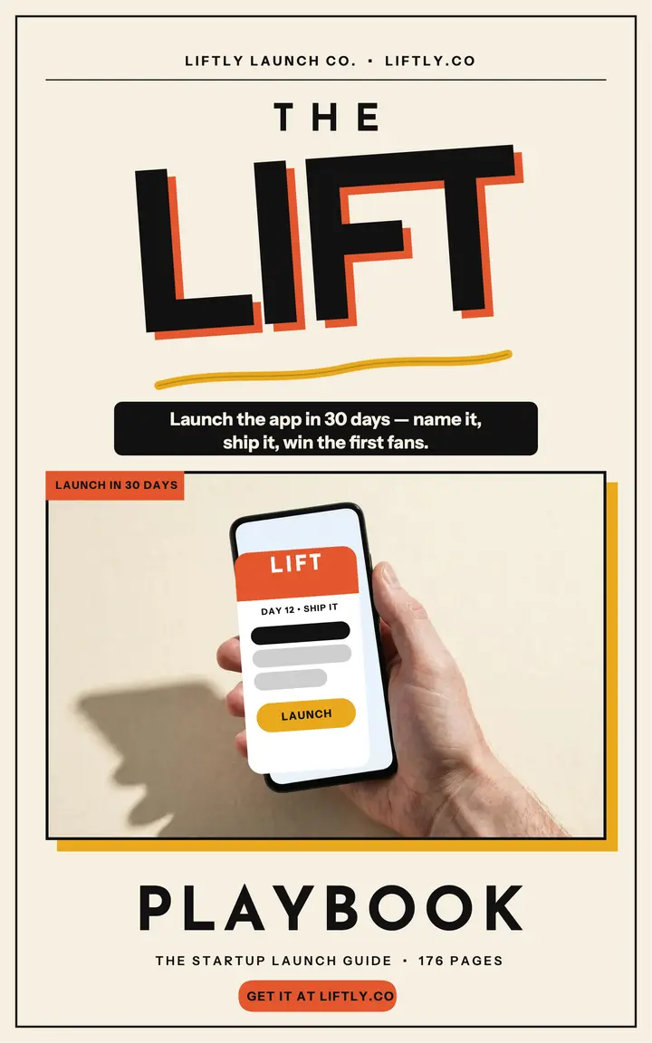 Liftly launch playbook cover, tight LIFT: launch playbook cover template