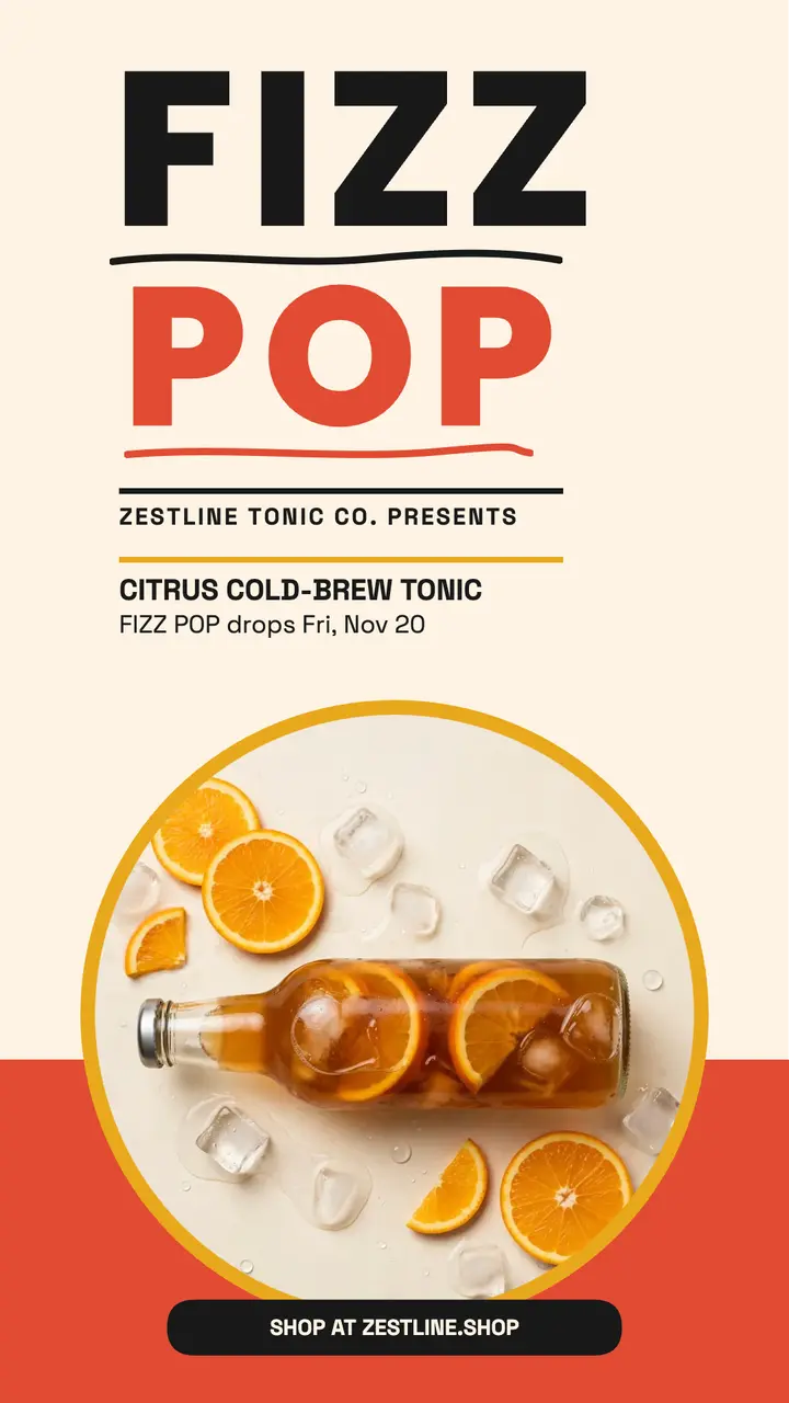 Zestline Fizz Pop tonic launch story: tonic launch story template
