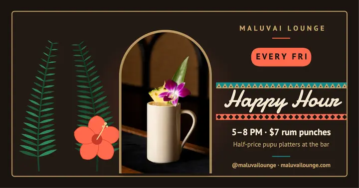 Maluvai Lounge tiki happy hour post template