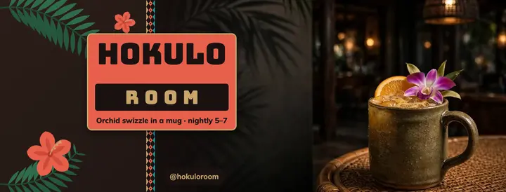 Hokulo Room tiki cocktail bar Facebook cover template