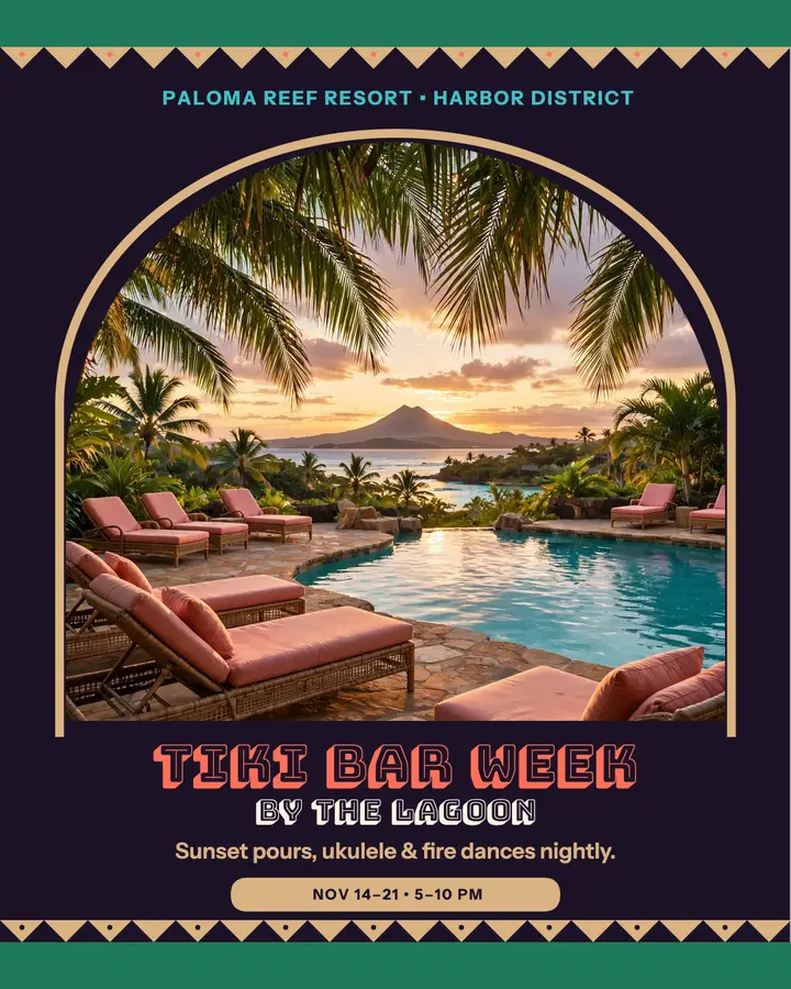 Paloma Reef tiki bar week post template