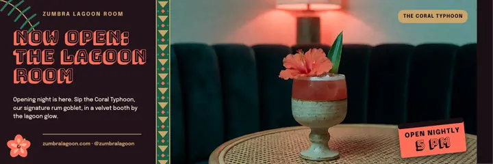 Zumbra Lagoon Room now open tiki header template