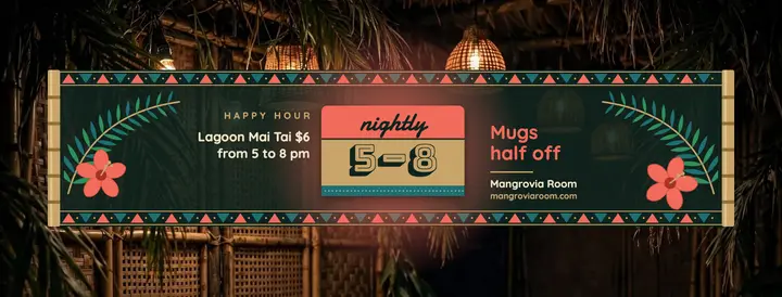 Mangrovia Room tiki happy hour Facebook cover template