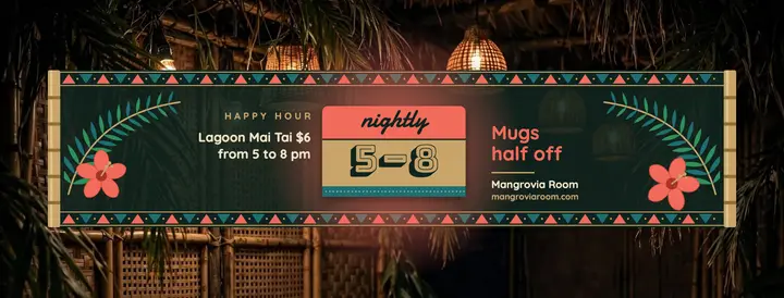 Mangrovia Room tiki happy hour Facebook cover template