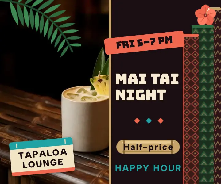 Tiki lounge Mai Tai night ad: happy hour ad template