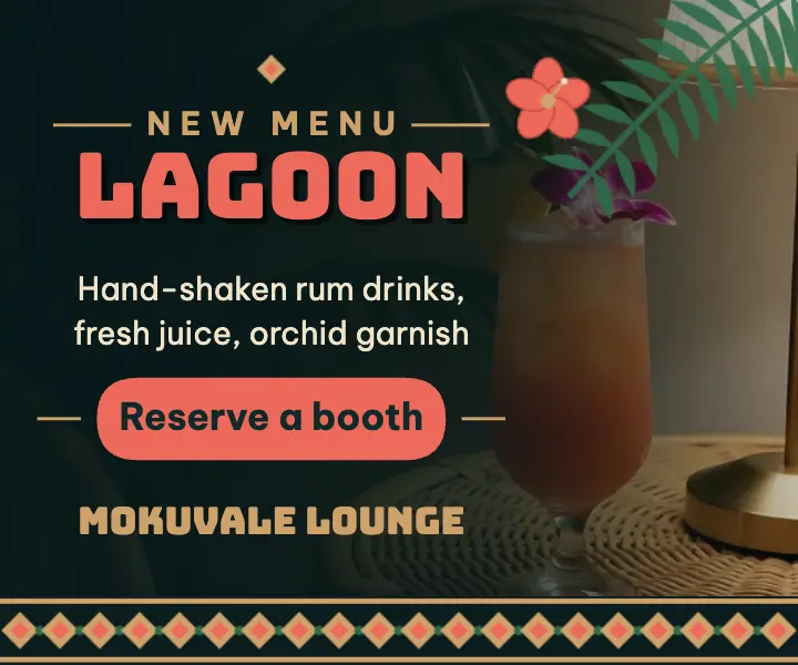 Mokuvale Lounge new menu ad template