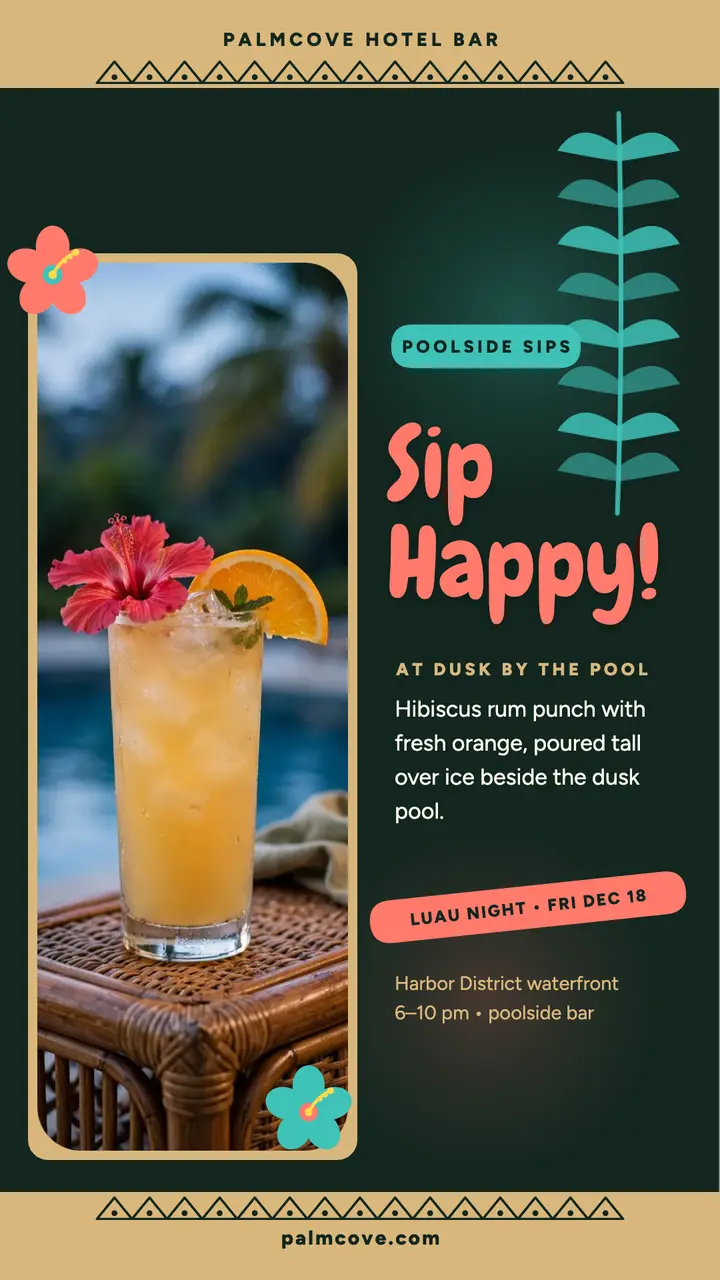 Palmcove tiki poolside story template