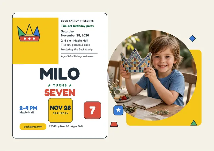 Milo tile-art seventh birthday certificate template