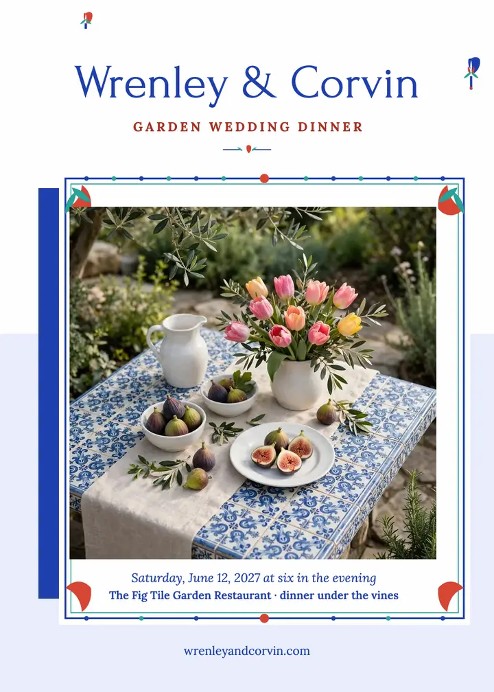 Wrenley and Corvin garden wedding invitation template