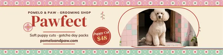 Pomelo and Paw tile grooming banner template