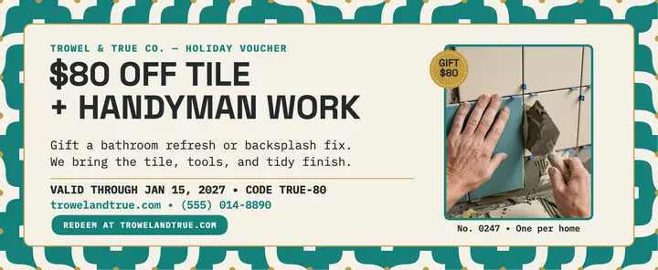 Trowel and True holiday gift voucher template