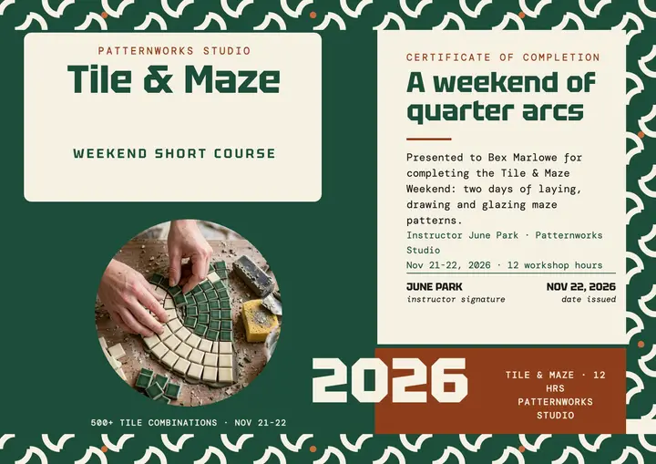Tile and Maze Weekend course certificate template