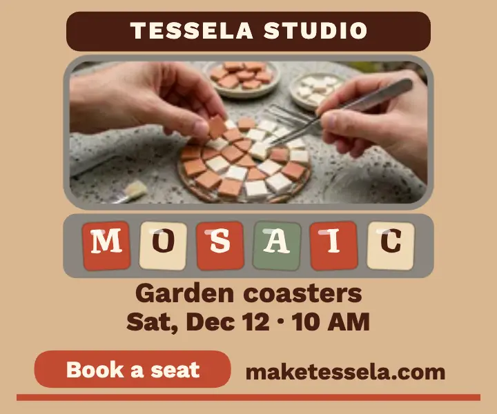 Tessela Studio mosaic class ad template