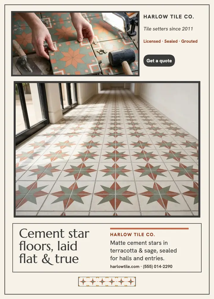 Harlow star tile floor promo template