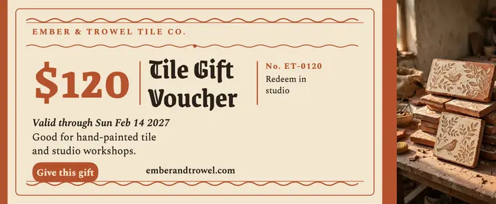 Ember and Trowel tile gift voucher template