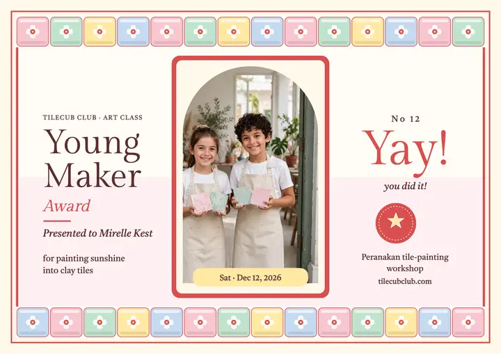 Tilecub Club young maker tile certificate template