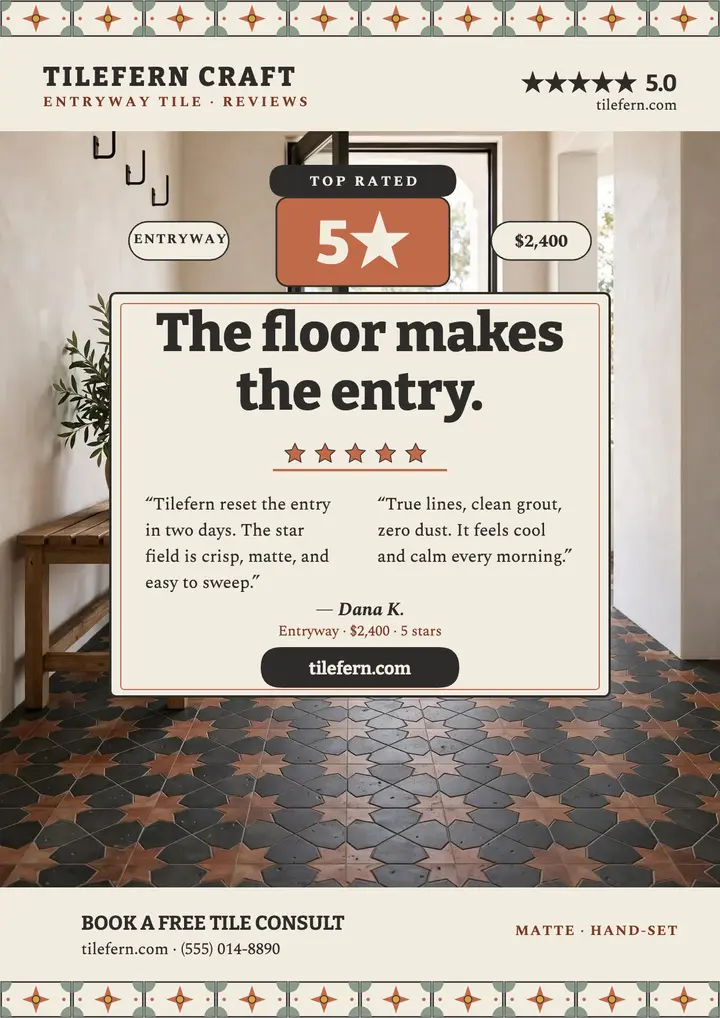 Tilefern entryway tile review flyer: tile review flyer template