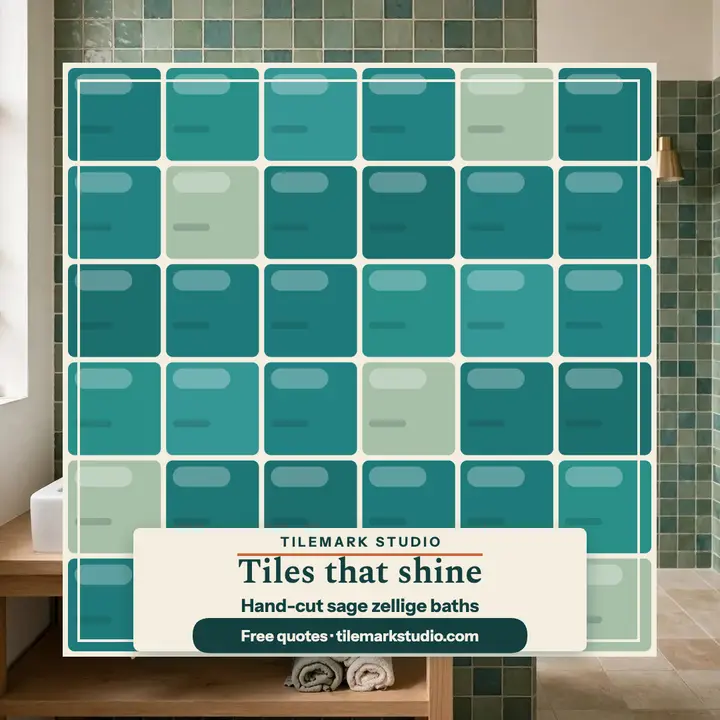 Tilemark hand-cut zellige bath post template