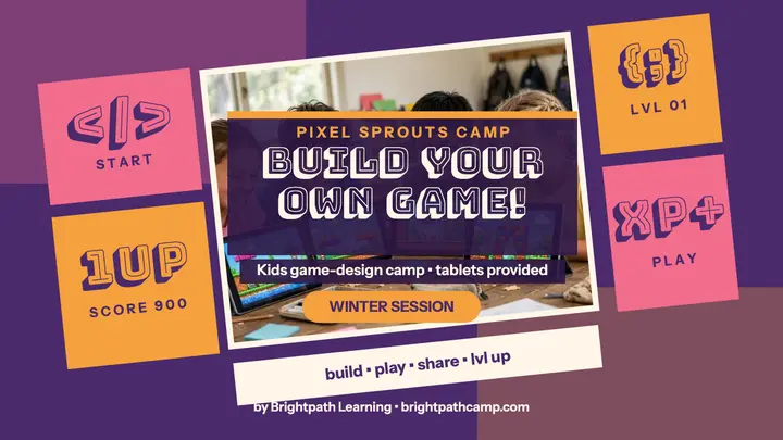 Pixel Sprouts game-design camp thumbnail template