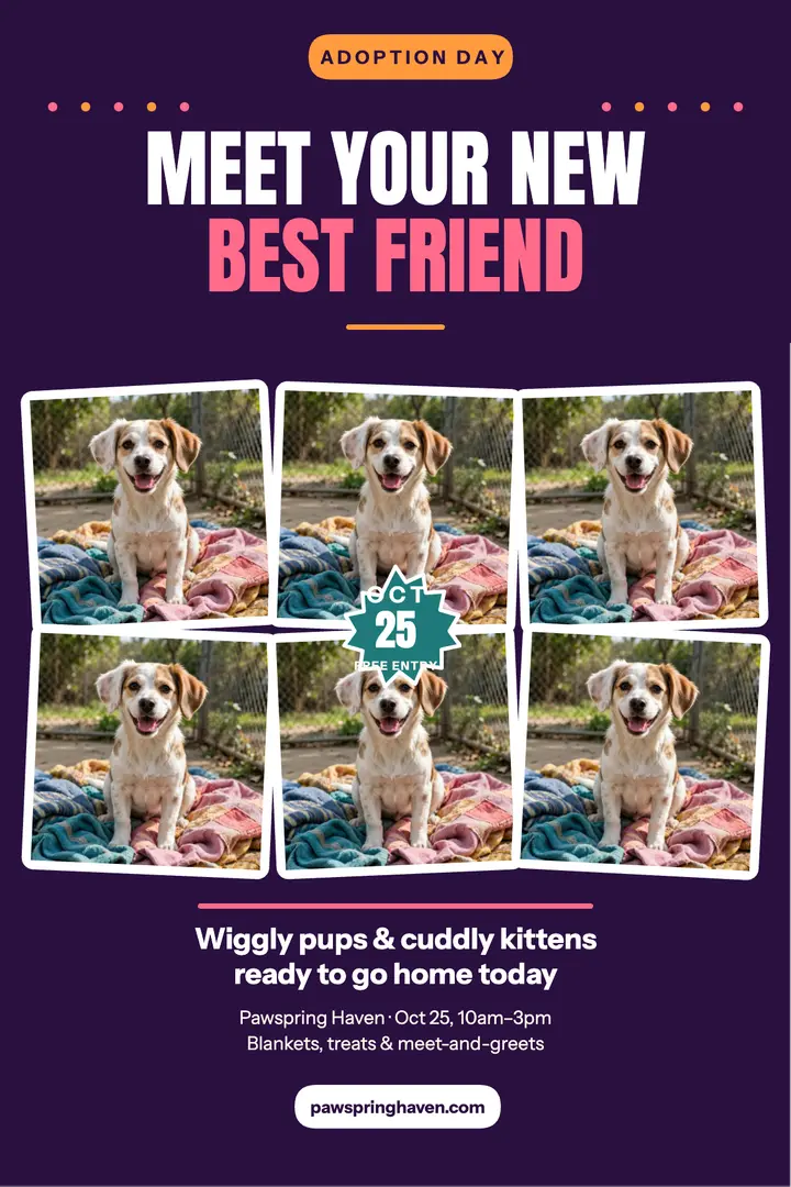 Pawspring Haven adoption day tilted poster template