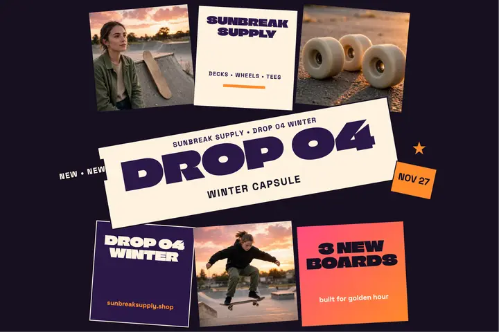 Sunbreak skate drop postcard: skate product drop postcard template