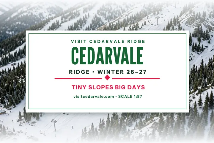 Cedarvale Ridge tiny slopes postcard template