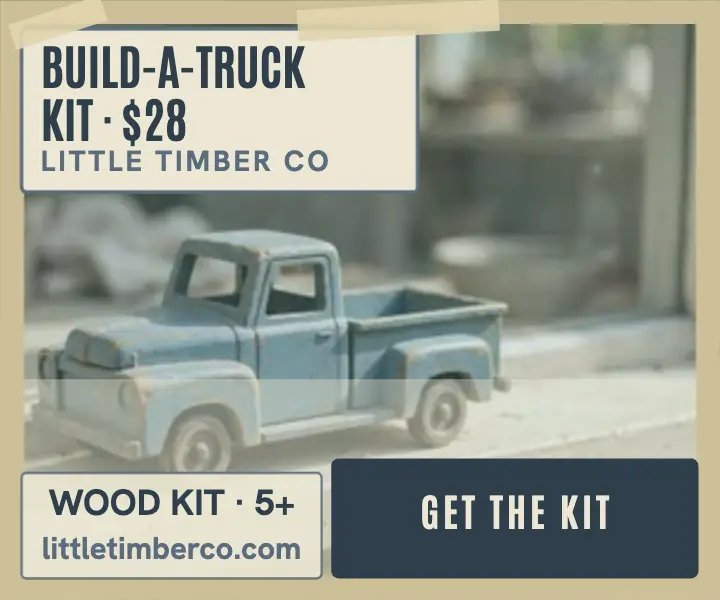 Little Timber build-a-truck sun-faded ad template