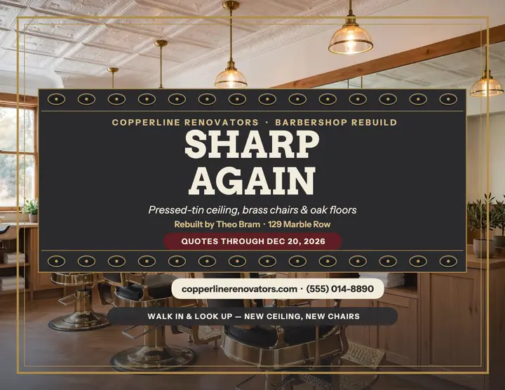 Copperline barbershop rebuild tin flyer template