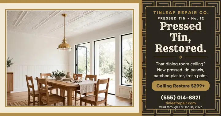 Tinleaf pressed tin ceiling repair post template