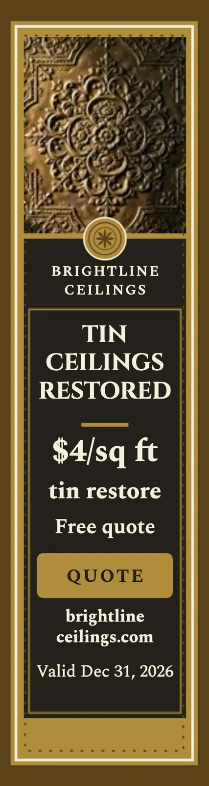 Brightline tin ceiling restore skyscraper template
