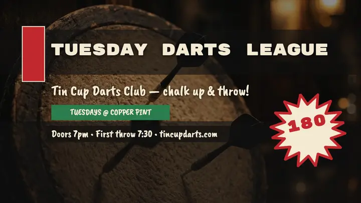 Tin Cup darts league night thumbnail template
