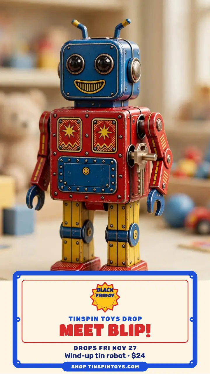 Tinspin wind-up robot Black Friday story template