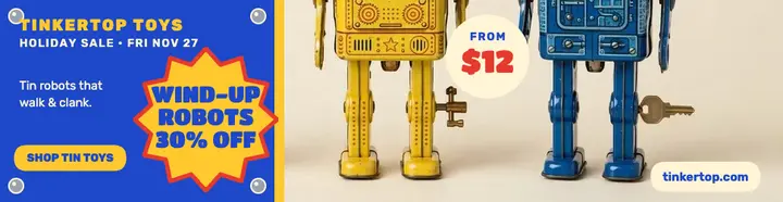 Tinkertop Toys tin robot sale billboard template