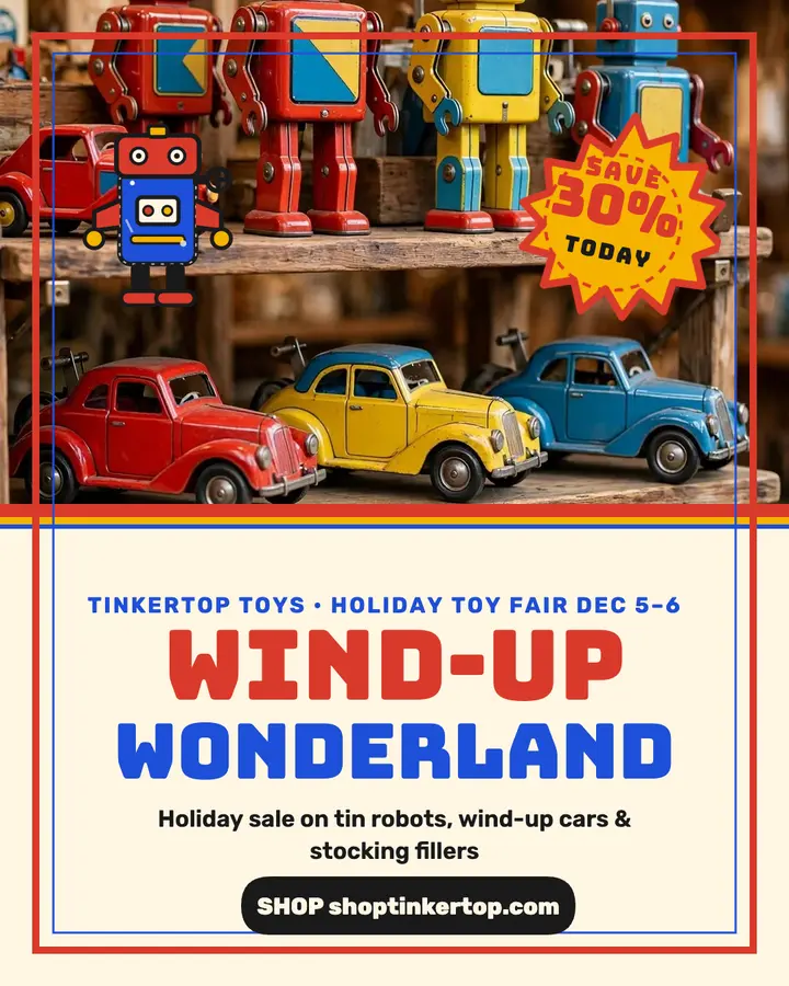 Tinkertop wind-up holiday sale post template