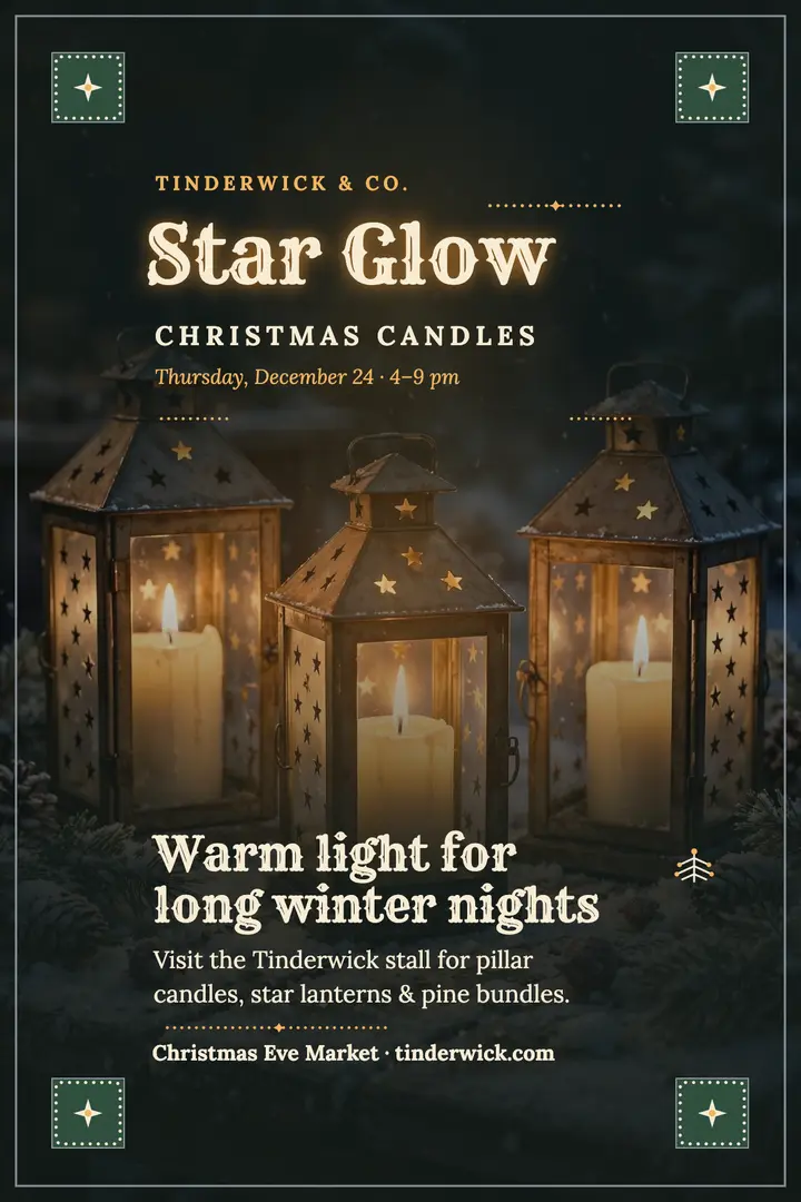 Tinderwick star glow candle poster: christmas candle poster template