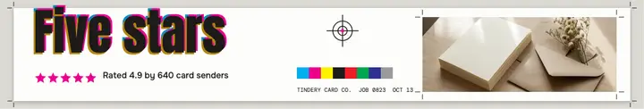 Tindery Card Co. reviews press proof LinkedIn cover template