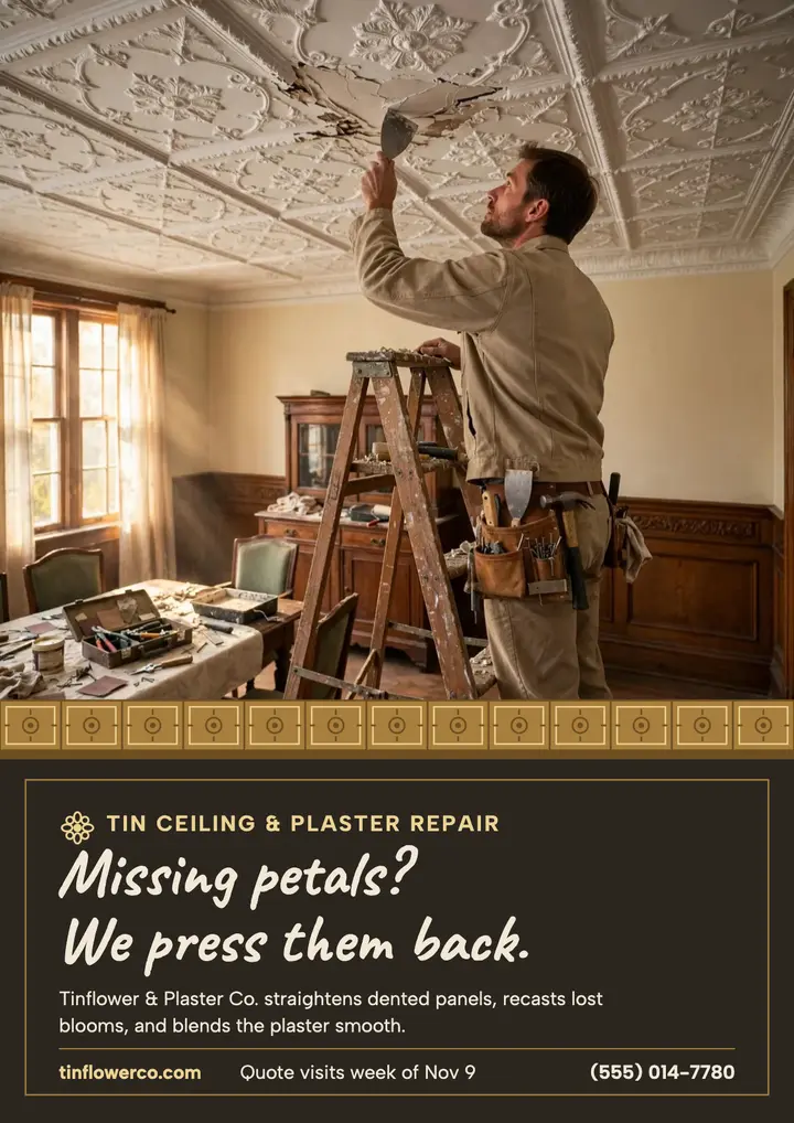 Tinflower ceiling repair flyer template