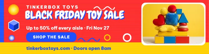 Tinkerbox Black Friday toy sale ident billboard template