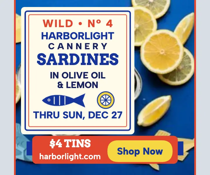 Harborlight Cannery tinned fish sale ad template
