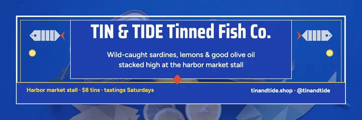 Tin and Tide tinned fish header template