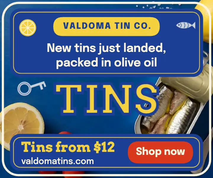 Valdoma Tin Co. new tins display ad template