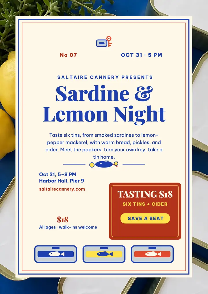 Saltaire fish tasting flyer template