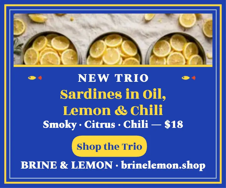 Brine and Lemon sardine trio ad template