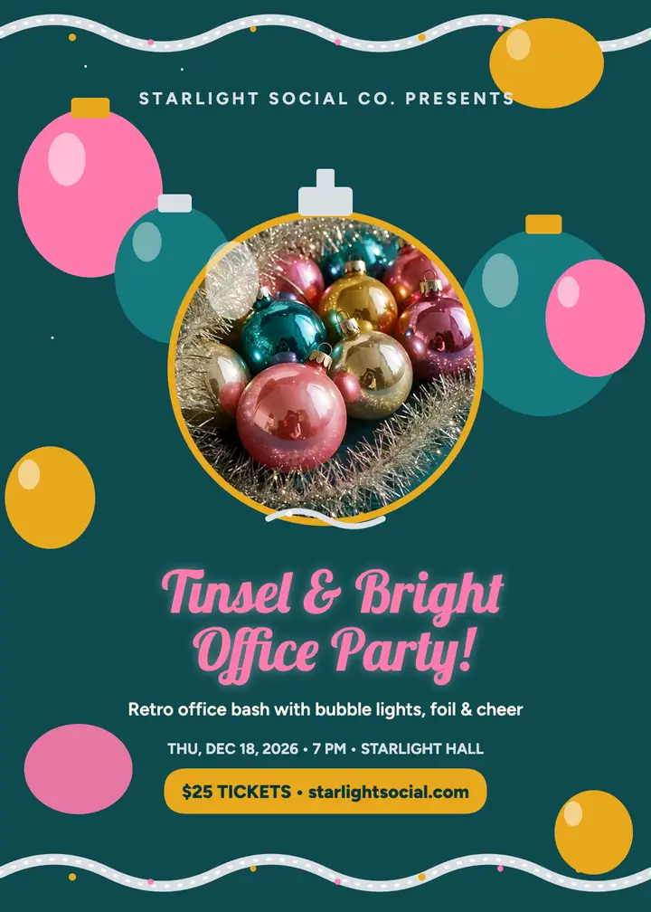 Tinsel office Christmas party invitation template