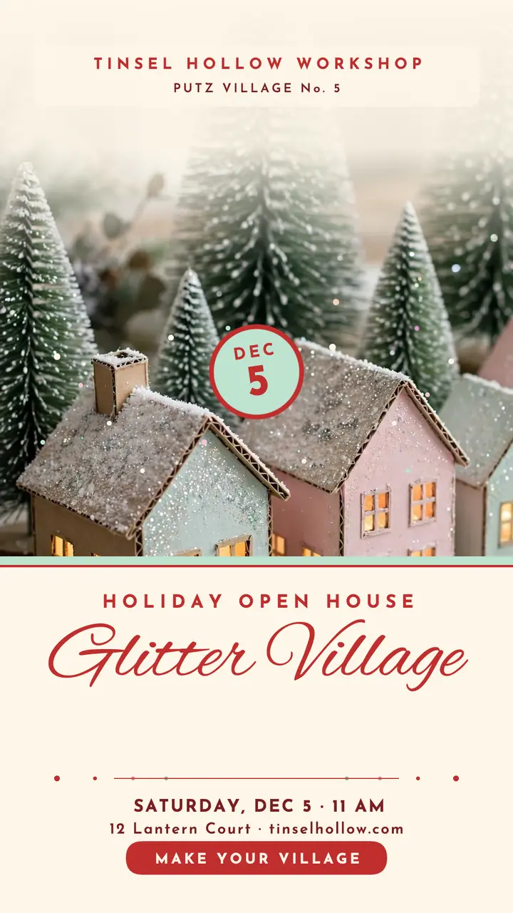 Tinsel Hollow glitter village holiday story template