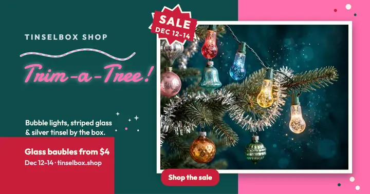 Tinselbox retro ornament sale post template