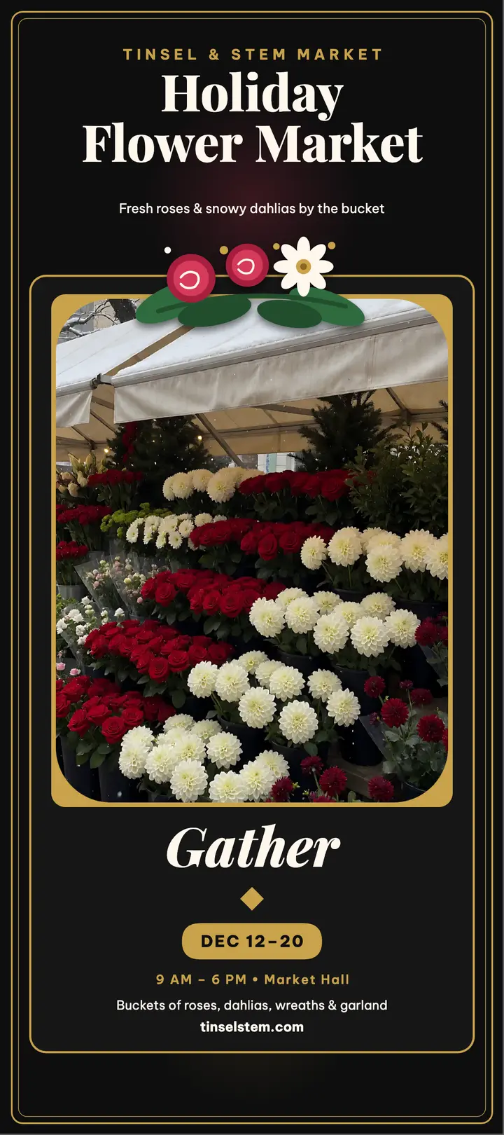 Tinsel and Stem holiday market rack card template