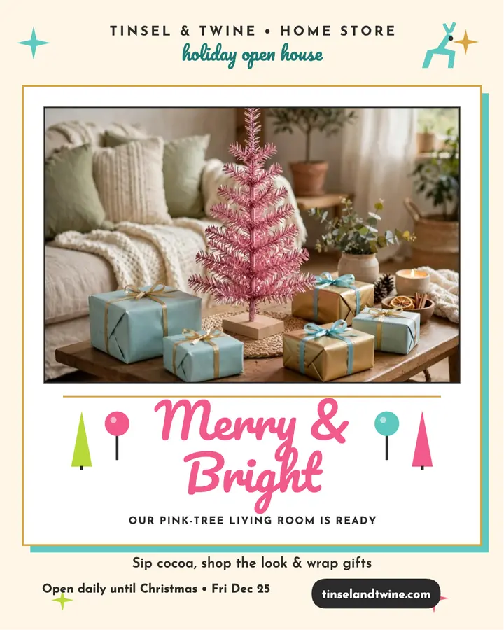 Tinsel & Twine Merry and Bright Christmas card template