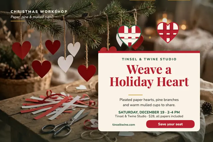 Tinsel and Twine paper hearts workshop template